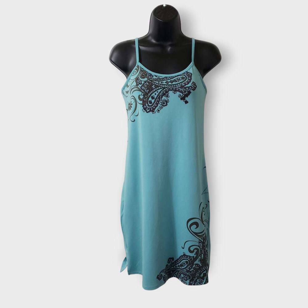 Athleta Swim Dress Teal Blue Paisley Print Sz Small Tennis Outdoors Summer Beach